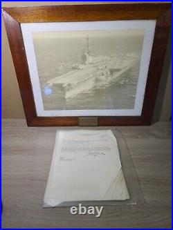 Uss Independence Photo Framed + Paperwork. Navy Aircraft Carrier. Plank Owner