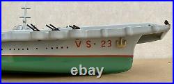 VENTURA VS 23 Aircraft Carrier Tin & FiberGlass Toy Battery Op. Italy 1960s