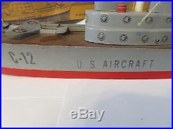 (VERY RARE) 1940s KEYSTONE WOODEN U. S. AIRCRAFT CARRIER # C-12 BOX #219