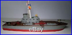 VINTAGE 1940 WOODEN KEYSTONE AIRCRAFT CARRIER # 219 with Box Boat Battleship