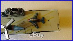 VINTAGE CRAGSTAN WWII ERA NAVY AIRCRAFT CARRIER TIN FRICTION TOY NS Japan