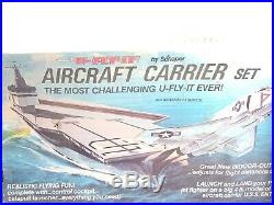 VINTAGE Schaper U-Fly-It Aircraft Carrier Set USS ENTERPRISE TOY WITH BOX