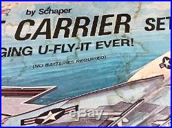 VINTAGE Schaper U-Fly-It Aircraft Carrier Set USS ENTERPRISE TOY WITH BOX