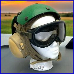 VTG US Navy Aircraft Carrier Flight Deck Crewmans Helmet USN Green HGU-25 NAMED