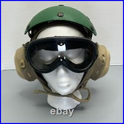 VTG US Navy Aircraft Carrier Flight Deck Crewmans Helmet USN Green HGU-25 NAMED