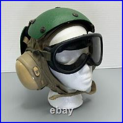 VTG US Navy Aircraft Carrier Flight Deck Crewmans Helmet USN Green HGU-25 NAMED