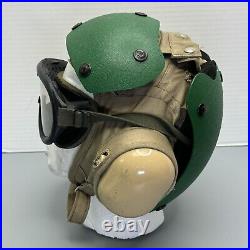 VTG US Navy Aircraft Carrier Flight Deck Crewmans Helmet USN Green HGU-25 NAMED