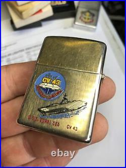 Vintage 1979 Zippo Lighter U. S. S. Coral Sea Aircraft Carrier US Navy