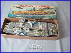 Vintage Aircraft Carrier Friction Operated Land Toy by Showa Made in Japan