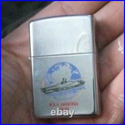 Vintage Metal Zippo, U. S. S. Saratoga CV-60, Aircraft Carrier Ship, Navy, Command