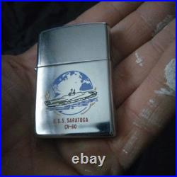 Vintage Metal Zippo, U. S. S. Saratoga CV-60, Aircraft Carrier Ship, Navy, Command