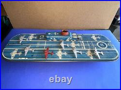Vintage Tin Litho Aircraft Carrier toy boat Wolverine toys 17 Inches With Planes