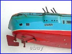 Vintage Tin Toy USAF Aircraft Carrier Wind up Boat Air Force Ship Marusan Japan