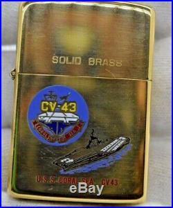 Vintage U. S. S. CORAL SEA (CV-43) Aircraft Carrier Zippo Lighter NEW! Never Used