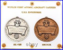 Worlds First Atomic Aircraft Carrier U. S. S. Enterprise Silver Bronze Comm Medals