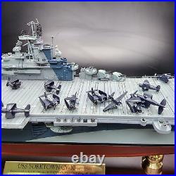 Yorktown WWII Aircraft Carrier CV-10 by Franklin Mint 1350 Diecast & Wood